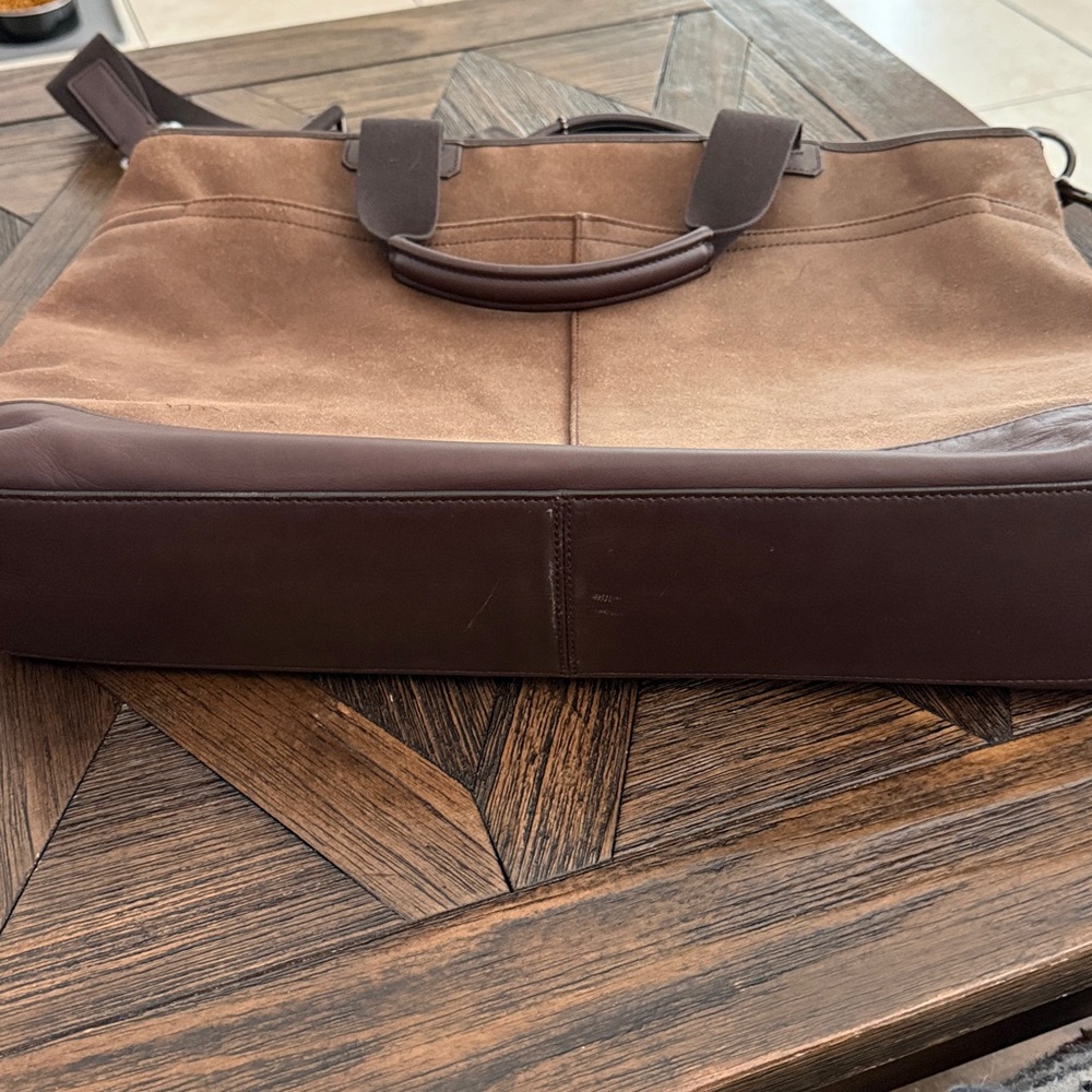Coach Dark Brown Suede Messenger Bag - Picture 9 of 11
